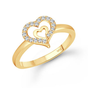 Glory Charming Heart Rhodium Plated (CZ) Ring with Scented Velvet Rose Ring Box for women and girls and your Valentine. Alloy Cubic Zirconia Gold Plated Ring