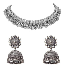 top trendy designer Silver payal necklace and Stud Jhumka for Girls and Women