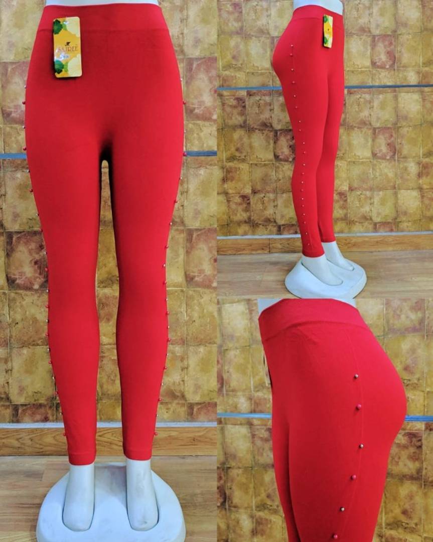 Stylish Imported Stretchable Lycra Solid Side Pearl Leggings For Women