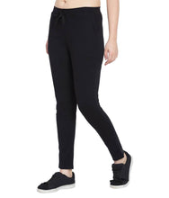 Load image into Gallery viewer, Black Cotton Track Pants For Women Active Sports Wear Lower For Women