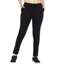 Load image into Gallery viewer, Black Cotton Track Pants For Women Active Sports Wear Lower For Women