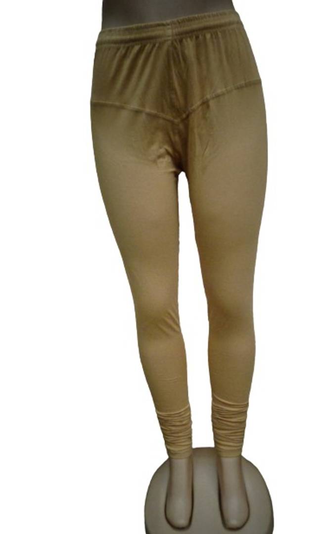 Stunning Golden Combed Cotton Lycra Solid Leggings For Women And Girls
