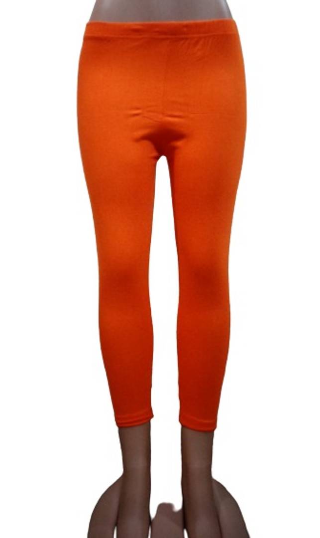Stunning Orange Combed Cotton Lycra Solid Leggings For Women And Girls