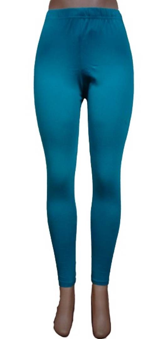 Stunning Blue Combed Cotton Lycra Solid Leggings For Women And Girls