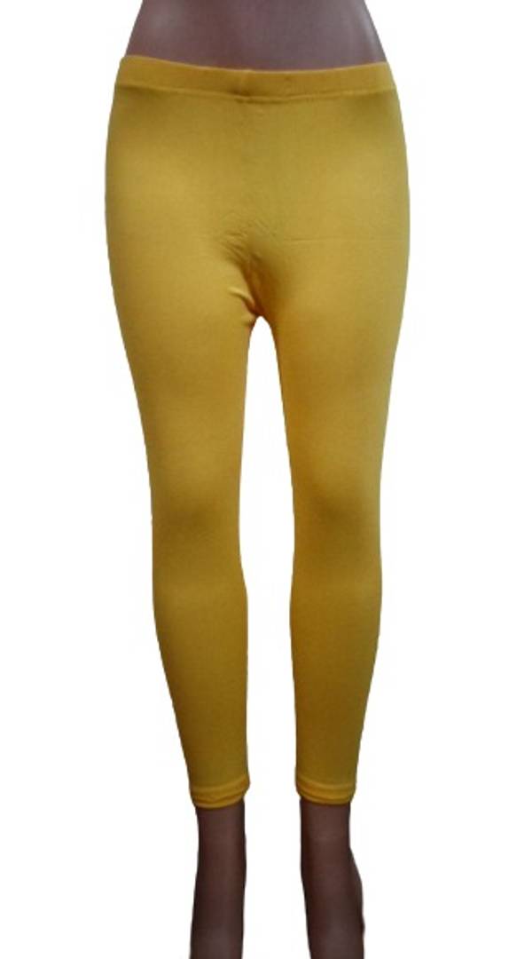 Stunning Yellow Combed Cotton Lycra Solid Leggings For Women And Girls