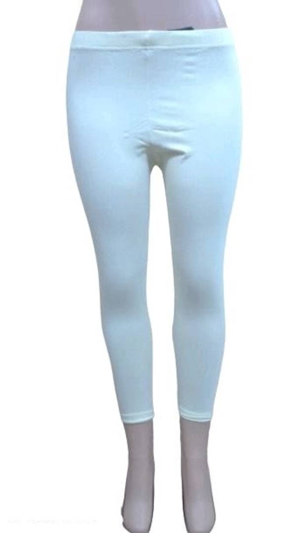 Stunning White Combed Cotton Lycra Solid Leggings For Women And Girls