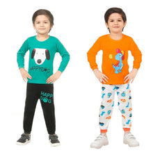 Load image into Gallery viewer, Kid Casual Printed T-Shirt &amp; Trousers Clothing Set II Pack Of 2 ( GREEN &amp; ORANGE)