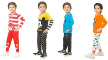 Load image into Gallery viewer, Kid Casual Printed T-Shirt &amp; Trousers Clothing Set II Pack Of 4 ( RED &amp; YELLOW &amp; BLUE &amp; ORANGE)