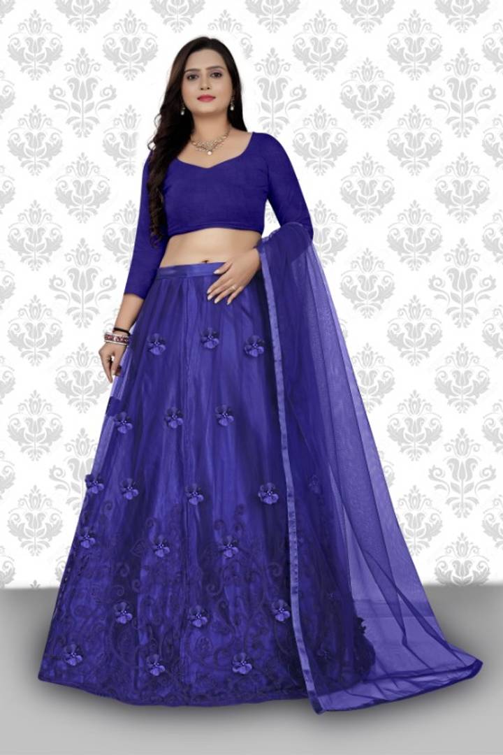 Latest Attractive Net Embroidered Semi Stitched Lehenga Choli