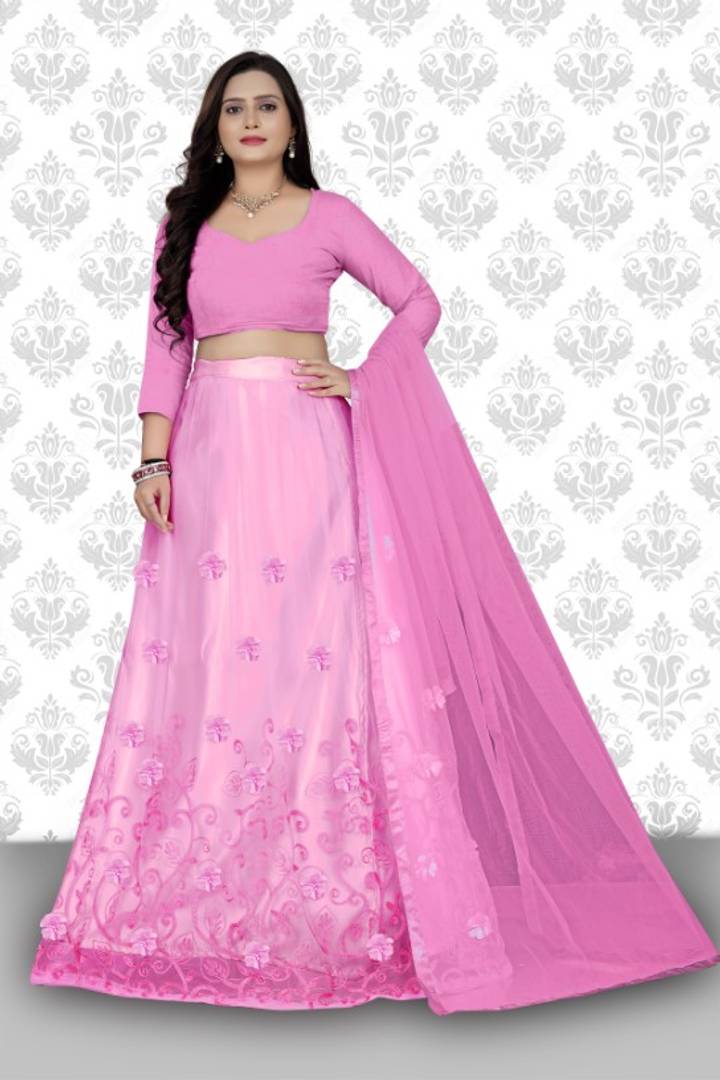 Latest Attractive Net Embroidered Semi Stitched Lehenga Choli
