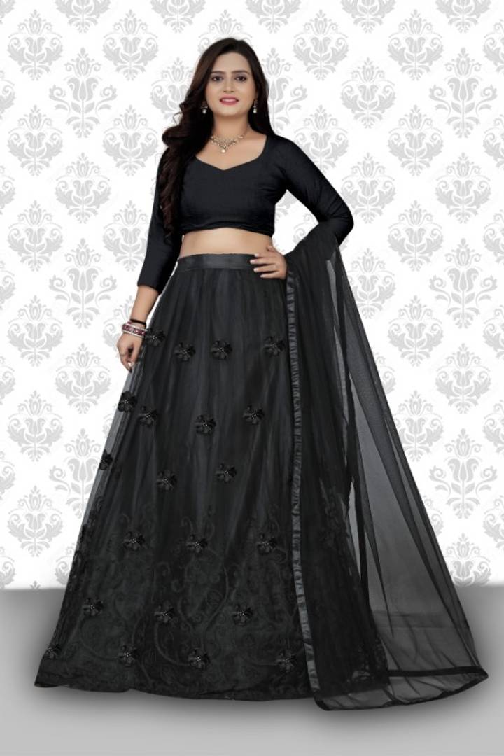 Latest Attractive Net Embroidered Semi Stitched Lehenga Choli