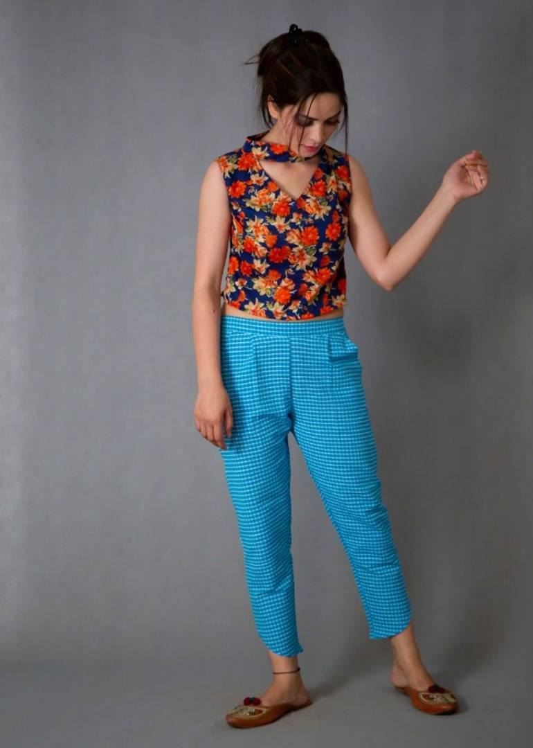 Exclusively Bowden & Cahill Choker neck Floral Crop top