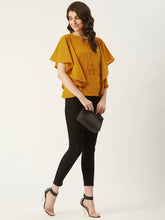 Load image into Gallery viewer, Stylish Yellow Polyester Lace Work Kaftan Tops For Women And Girls
