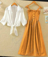 Load image into Gallery viewer, Mustard Midi With White Shirt Set