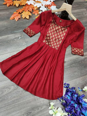 Stunning Maroon Heavy Rayon Jacquard Designed Top For Women