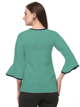 Load image into Gallery viewer, Alluring Rama Soft Ruby Cotton Self Design Round Flared Sleeves Tops For Women