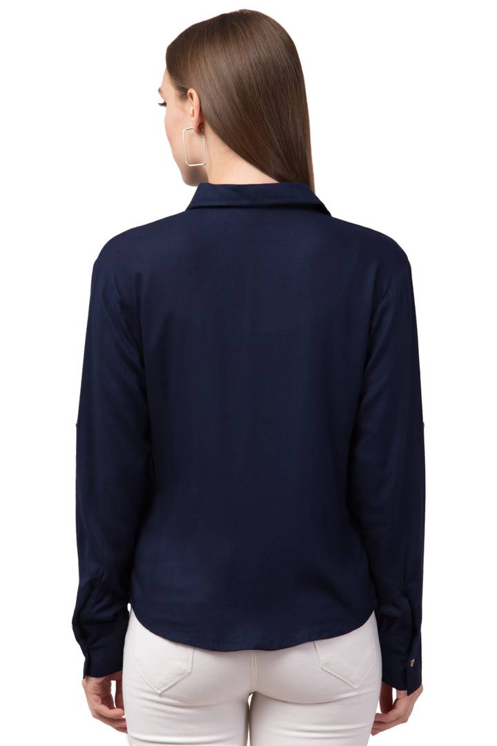 Stylish Cotton Blend Regular Fit Solid Spread Collar Casual Shirt