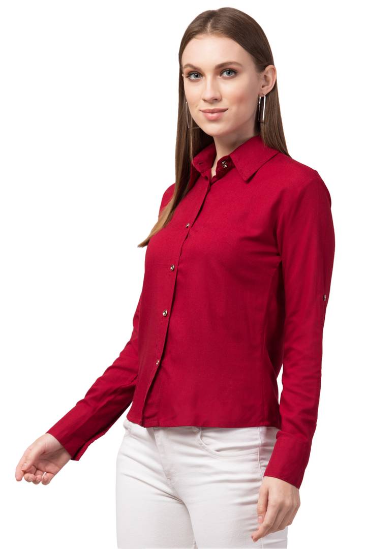 Stylish Cotton Blend Regular Fit Solid Spread Collar Casual Shirt