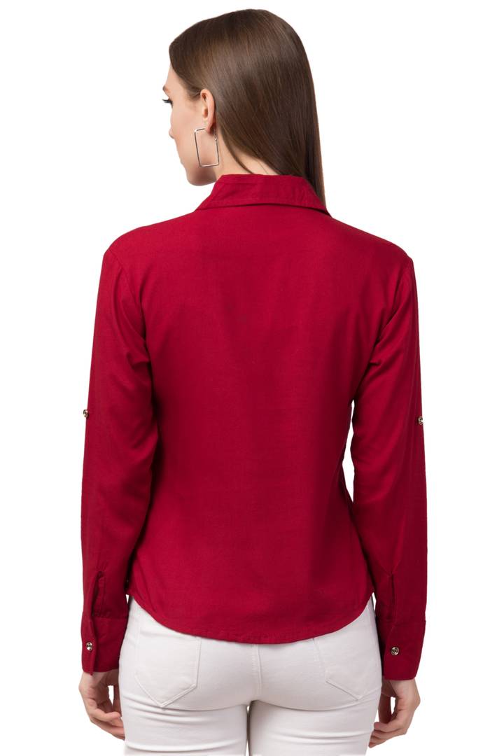 Stylish Cotton Blend Regular Fit Solid Spread Collar Casual Shirt