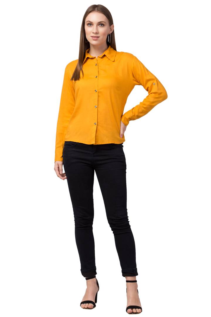 Stylish Cotton Blend Regular Fit Solid Spread Collar Casual Shirt