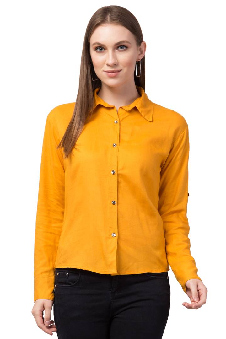 Stylish Cotton Blend Regular Fit Solid Spread Collar Casual Shirt
