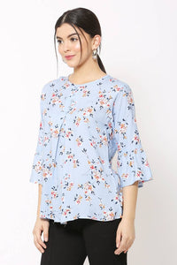 Women Casual Light Blue Top