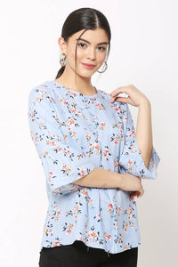 Women Casual Light Blue Top