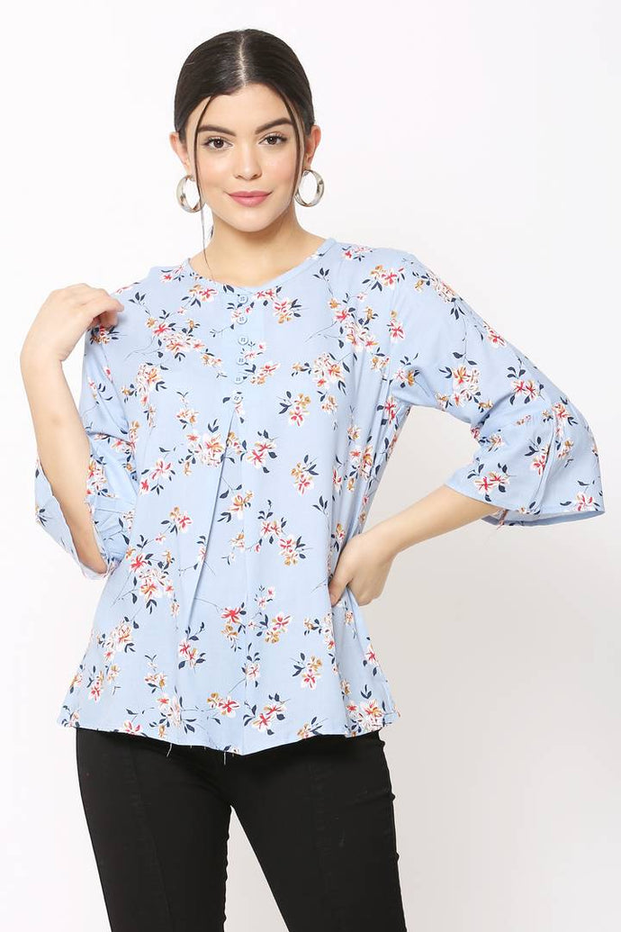 Women Casual Light Blue Top