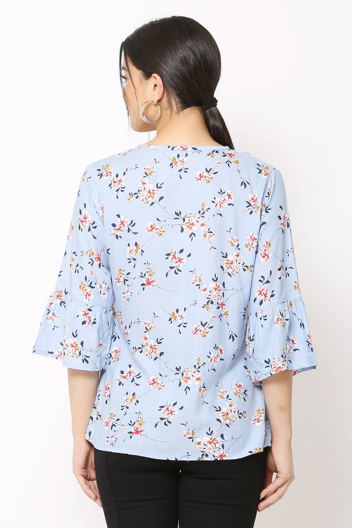 Women Casual Light Blue Top