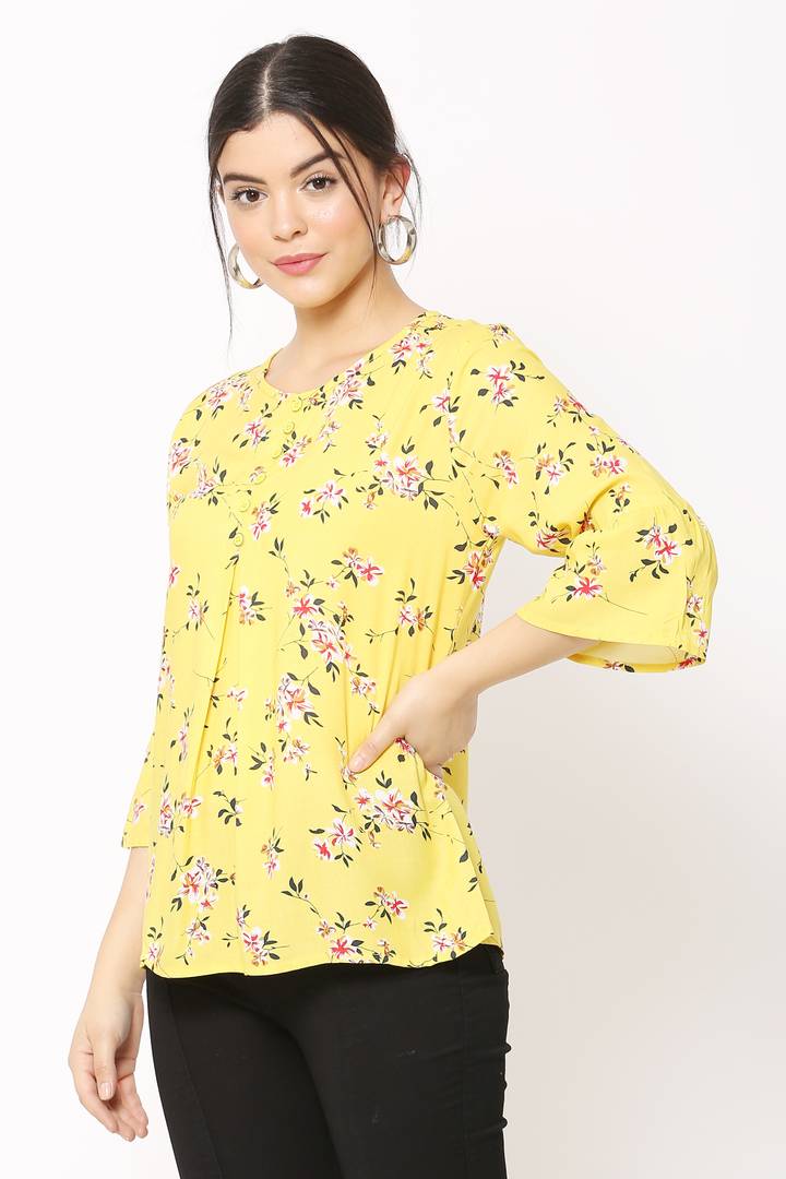 Women Casual Yellow Top