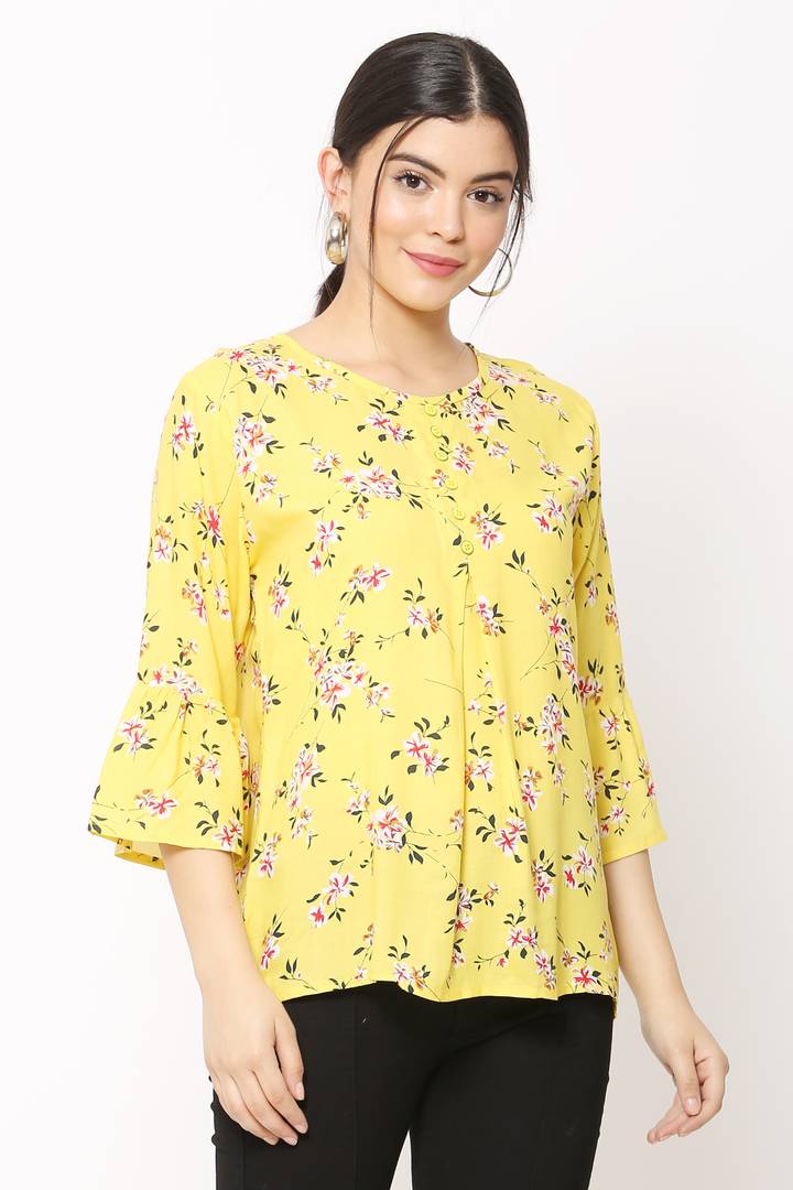 Women Casual Yellow Top