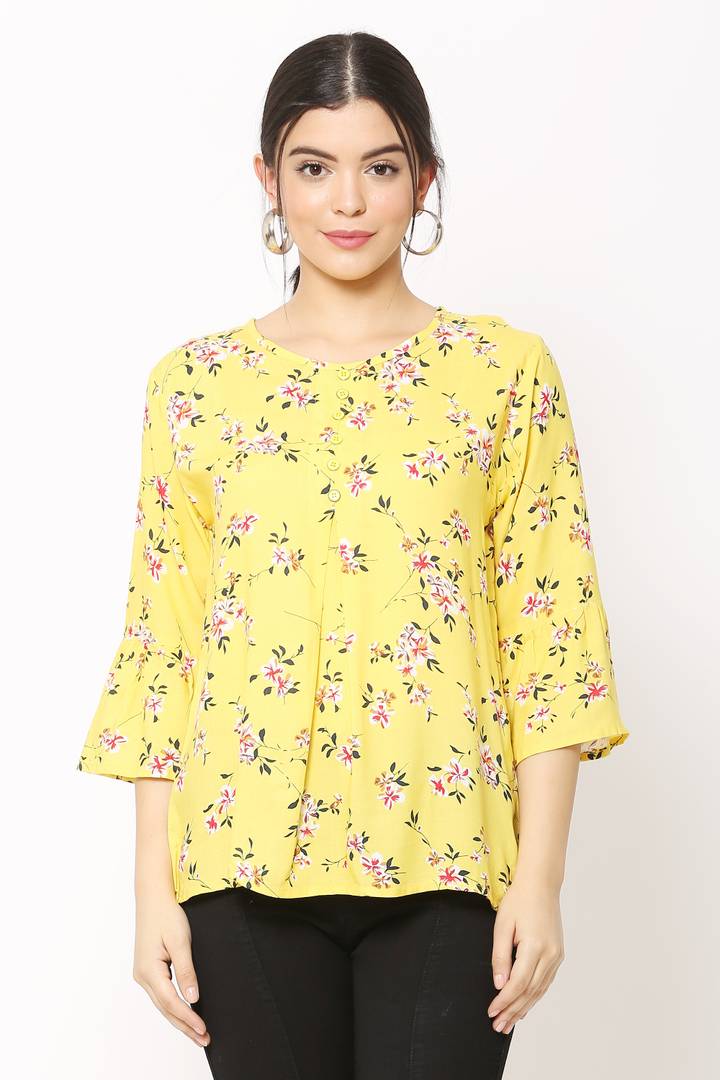 Women Casual Yellow Top