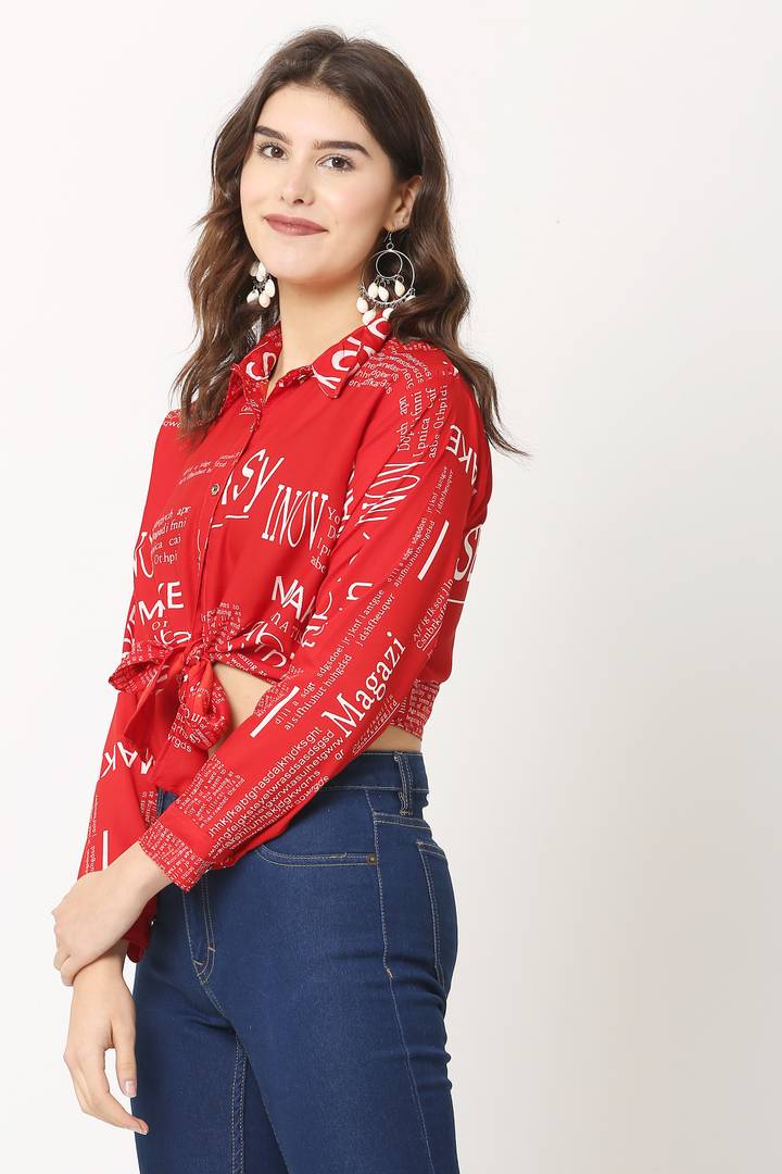 Women Cotton Blend Printed Crop Top