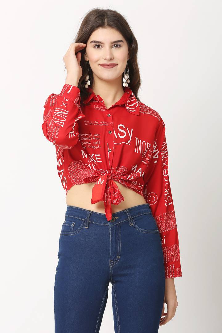 Women Cotton Blend Printed Crop Top