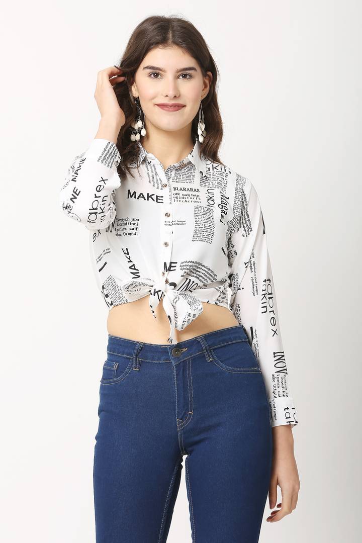 Women Cotton Blend Printed Crop Top