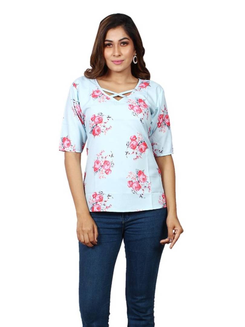 Trendy Poly Crepe Printed Top for Women