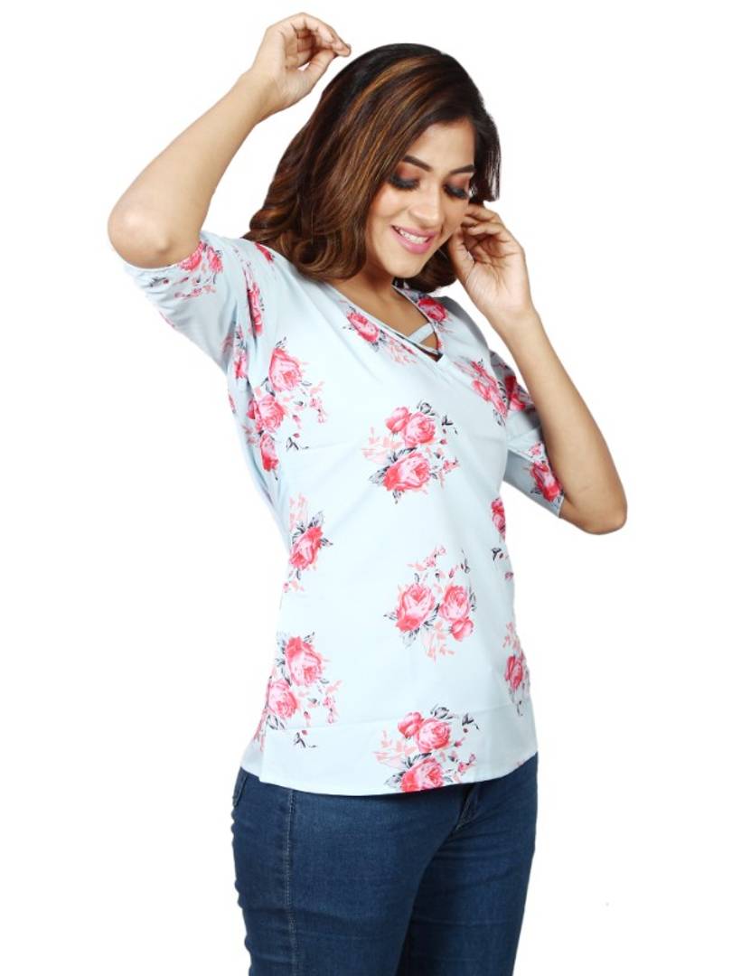 Trendy Poly Crepe Printed Top for Women