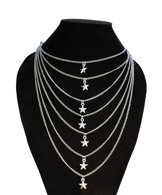 Trendy Alloy Layered Silver Necklace