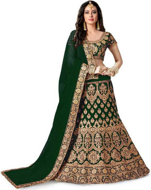 Embroidered Semi Stitched Lehenga, Choli and Dupatta Set