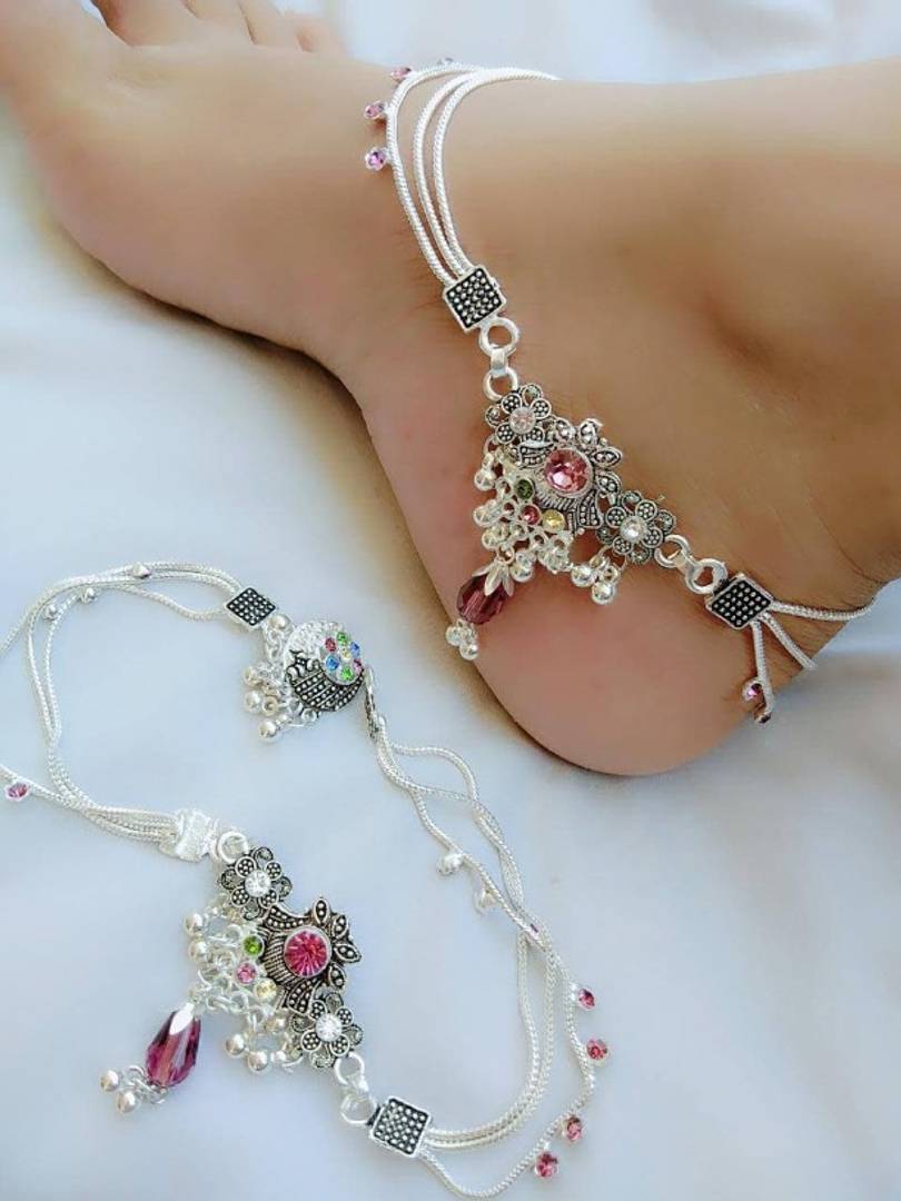 Buy SILVER SHINE Silver Plated Traditional Toe Ring Chain Anklet for Women  And Girl Online at Best Prices in India - JioMart.