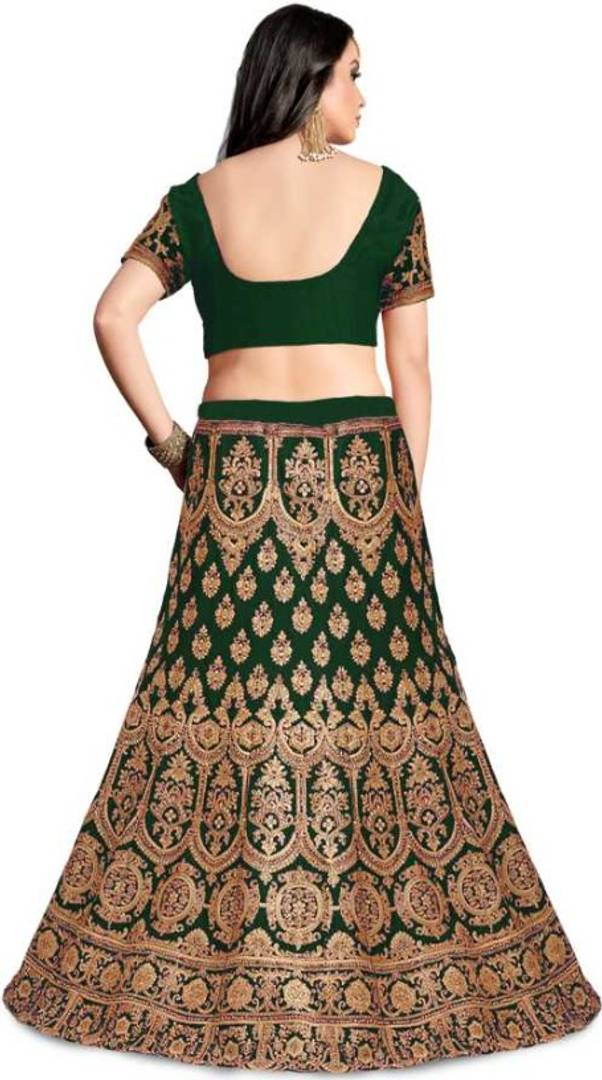 Embroidered Semi Stitched Lehenga, Choli and Dupatta Set