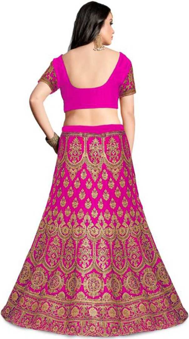 Embroidered Semi Stitched Lehenga, Choli and Dupatta Set