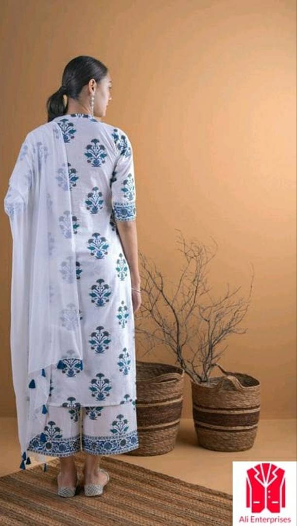Stylish Rayon Printed Kurta With Palazzo With Dupatta Set