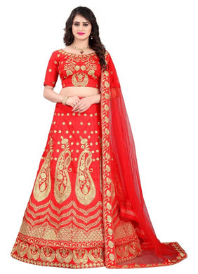 Embroidered Semi Stitched Lehenga, Choli and Dupatta Set