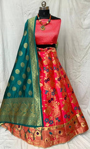 Stylish Brocade Lehenga With Choli And Banarasi Silk Dupatta Set
