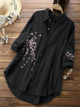 Load image into Gallery viewer, Stylish Rayon Black Embroidered Collar Neck 3/4 Sleeves Top For Women