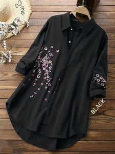 Stylish Rayon Black Embroidered Collar Neck 3/4 Sleeves Top For Women