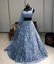 Load image into Gallery viewer, Women&#39;s Grey Net Embroidered Lehenga Choli