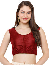 Load image into Gallery viewer, Women&#39;s Silk Front Open Sweet Heart Neck Designer Sleeveless Readymade Padded Blouse