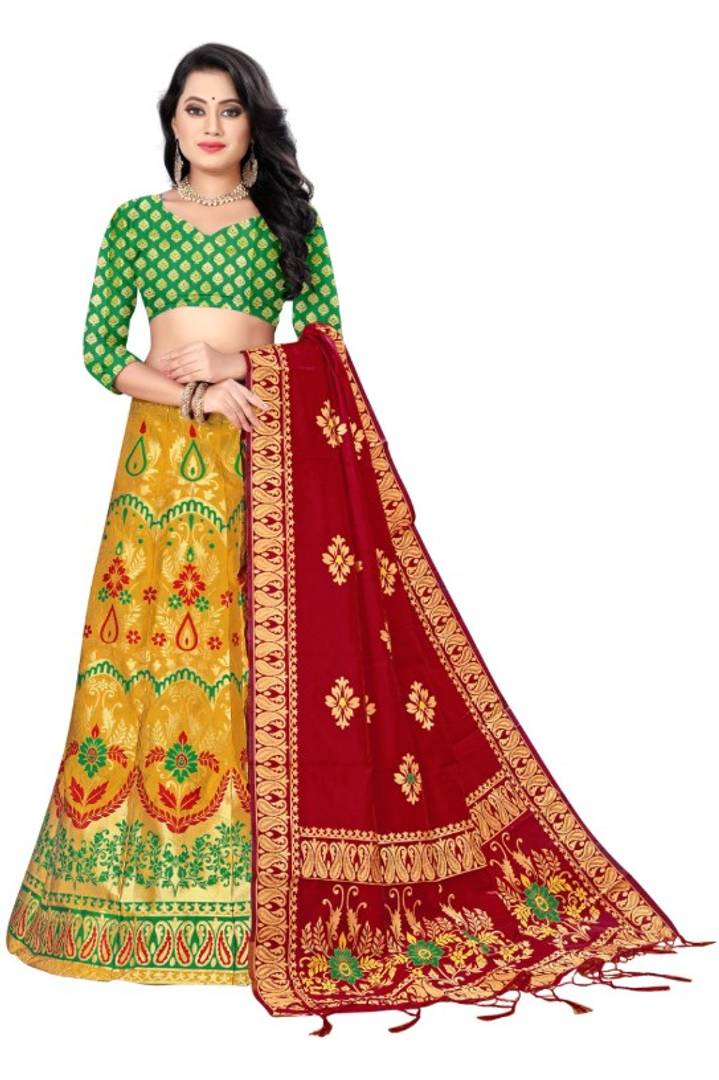 Latest Attractive Cotton Blend Semi Stitched Lehenga Choli